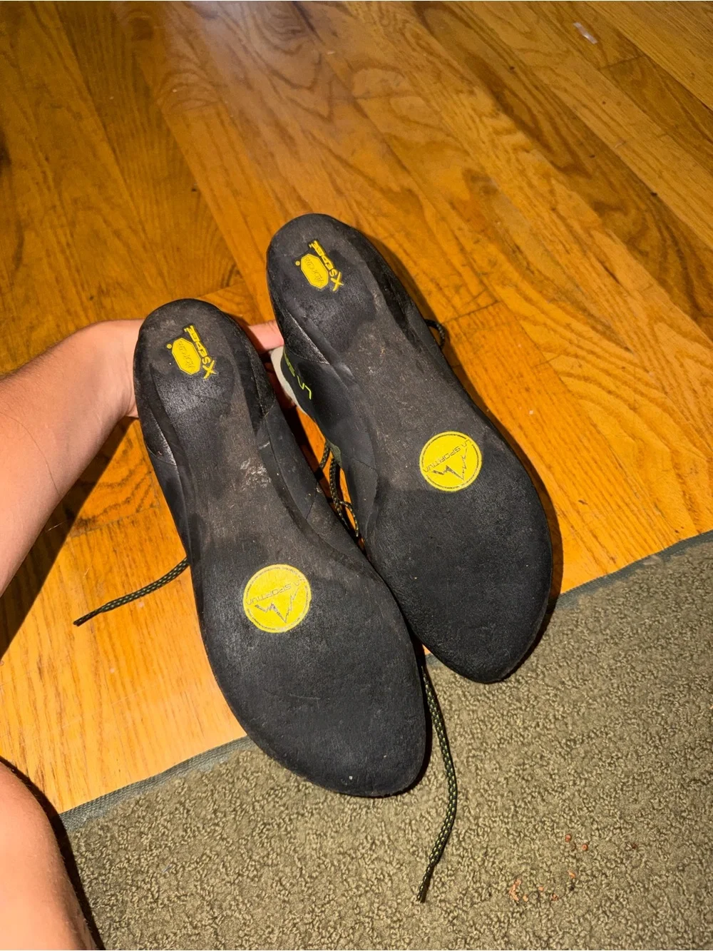 La Sportiva Men's Gray and Black Climbing Shoes with Yellow Accents